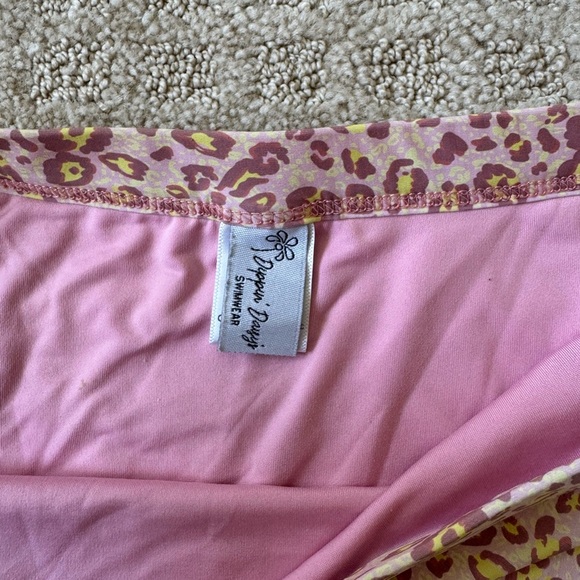 DIPPIN DAISY’S pink animal print high waisted cheeky swim bikini bottoms large - Picture 2 of 4